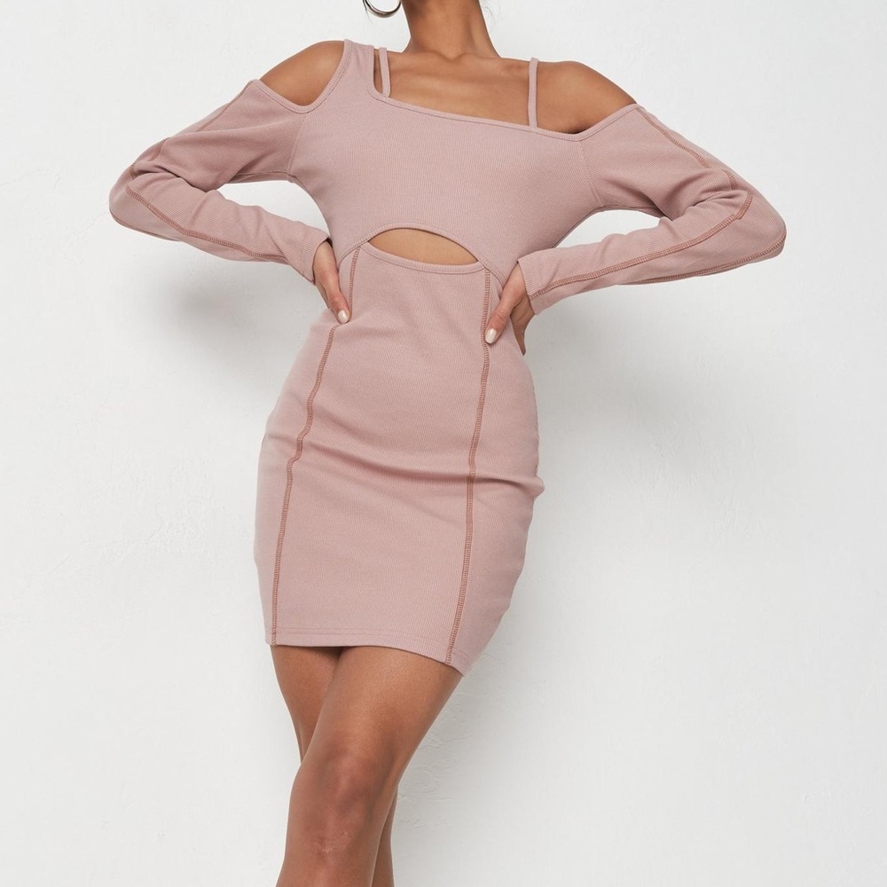 Misguided Contrast Asymmetric Cutout Mini Dress